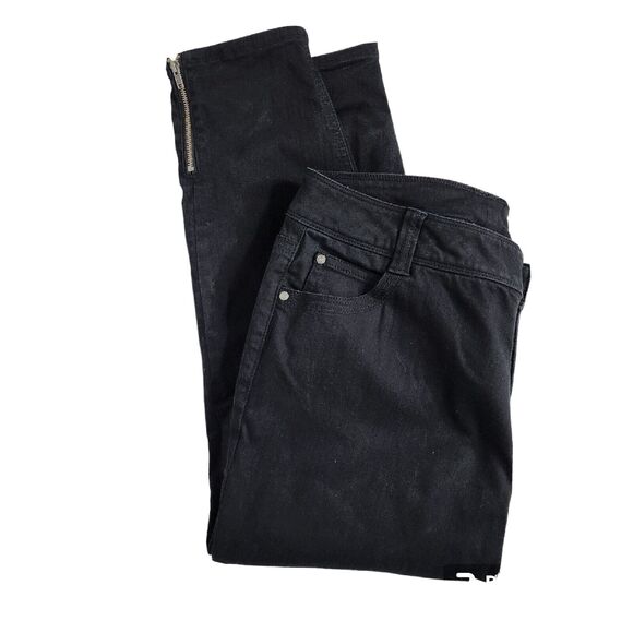 Lane Bryant Womens Jeans Size 14 Black Skinny Zip Ankle Genius Fit Shape Stretch - Picture 4 of 10